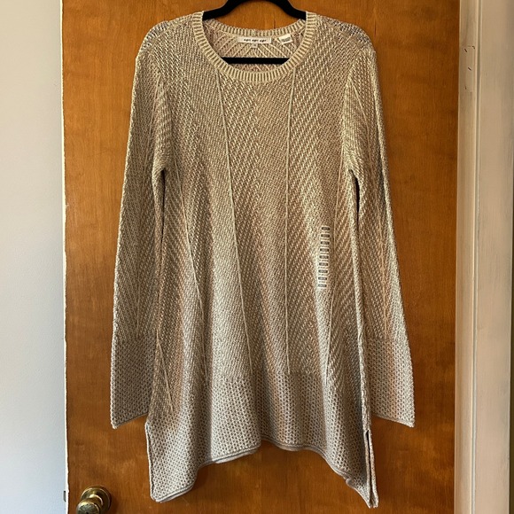 Eight Eight Eight Knit Tunic Top Sweater Long Sleeve Casual Beige Women Med NWT - Picture 1 of 9